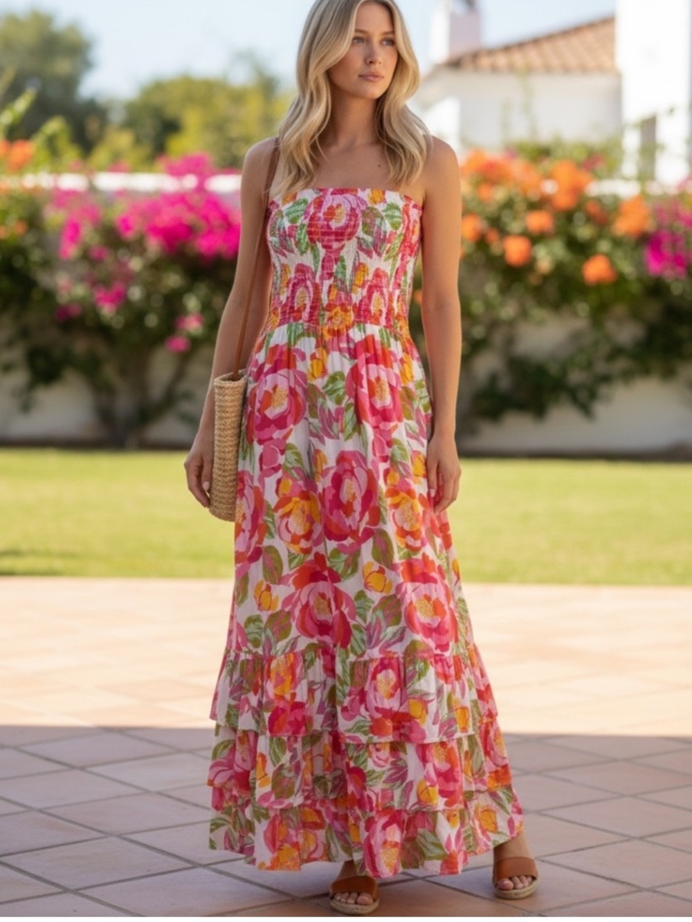 ATL Able the Label Floral Strapless Summer Dress L